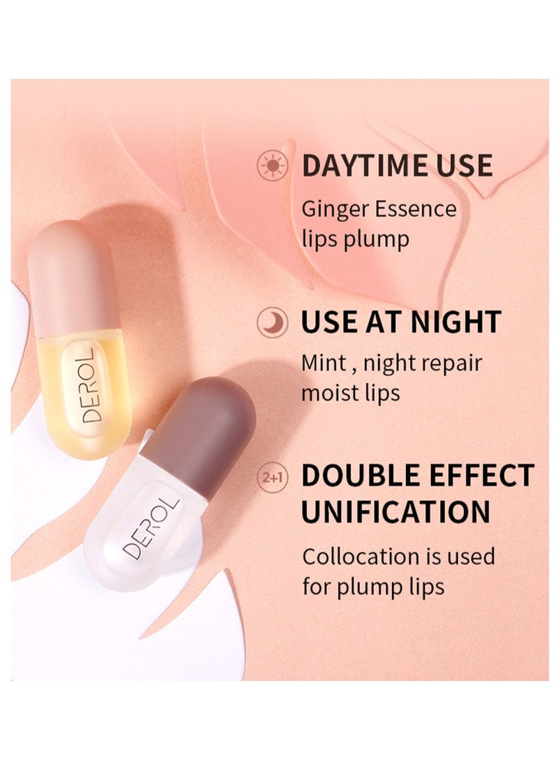 Lip Plumper Lips Plumping Device Set 2pcs Day And Night Maximizer Hydrating Lip Care Maximizer Volume Balm Extreme Buxom Plant Lip Essence Oil Lip Plumper Enhancer Full Lips Enhancement Improving Droo