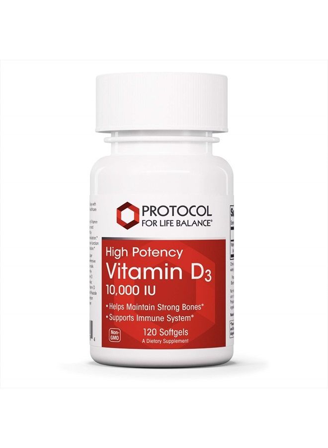 Protocol Vitamin D3 10,000 IU - Immune Support, Healthy Bones and Teeth - 120 Softgels