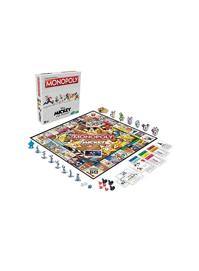 Monopoly: Disney Mickey and Friends Edition Board Game – Exclusive Tokens & Disney Pins | Fun Family Game for Disney Fans | Ages 8+ | Collectible Disney Monopoly for Kids & Adults