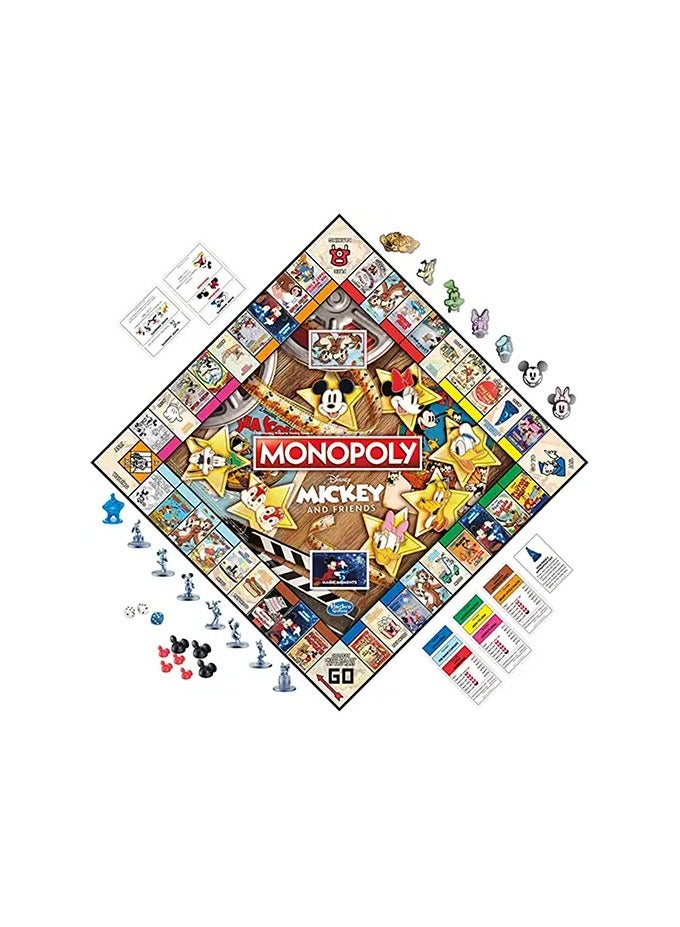 Monopoly: Disney Mickey and Friends Edition Board Game – Exclusive Tokens & Disney Pins | Fun Family Game for Disney Fans | Ages 8+ | Collectible Disney Monopoly for Kids & Adults