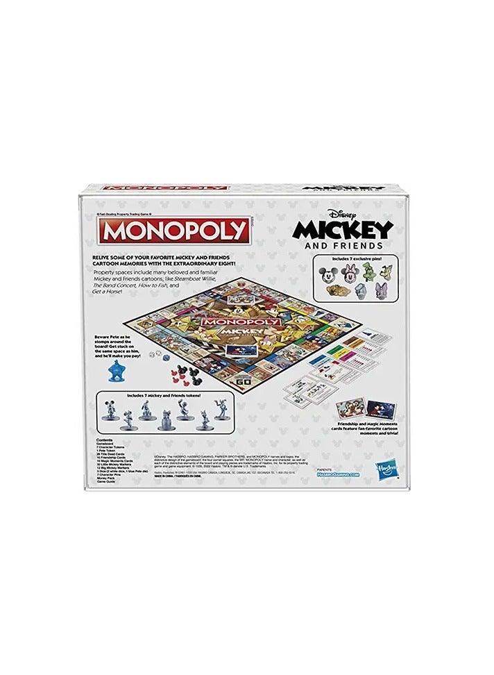 Monopoly: Disney Mickey and Friends Edition Board Game – Exclusive Tokens & Disney Pins | Fun Family Game for Disney Fans | Ages 8+ | Collectible Disney Monopoly for Kids & Adults
