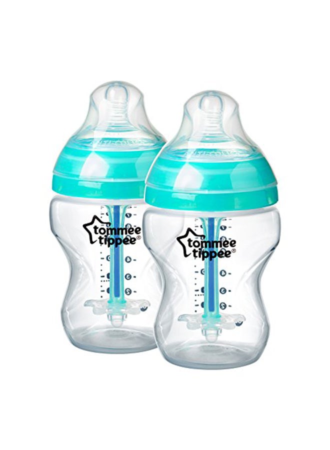 Advanced Anti Colic Feeding Bottles, Pack Of 2 - Clear/Green