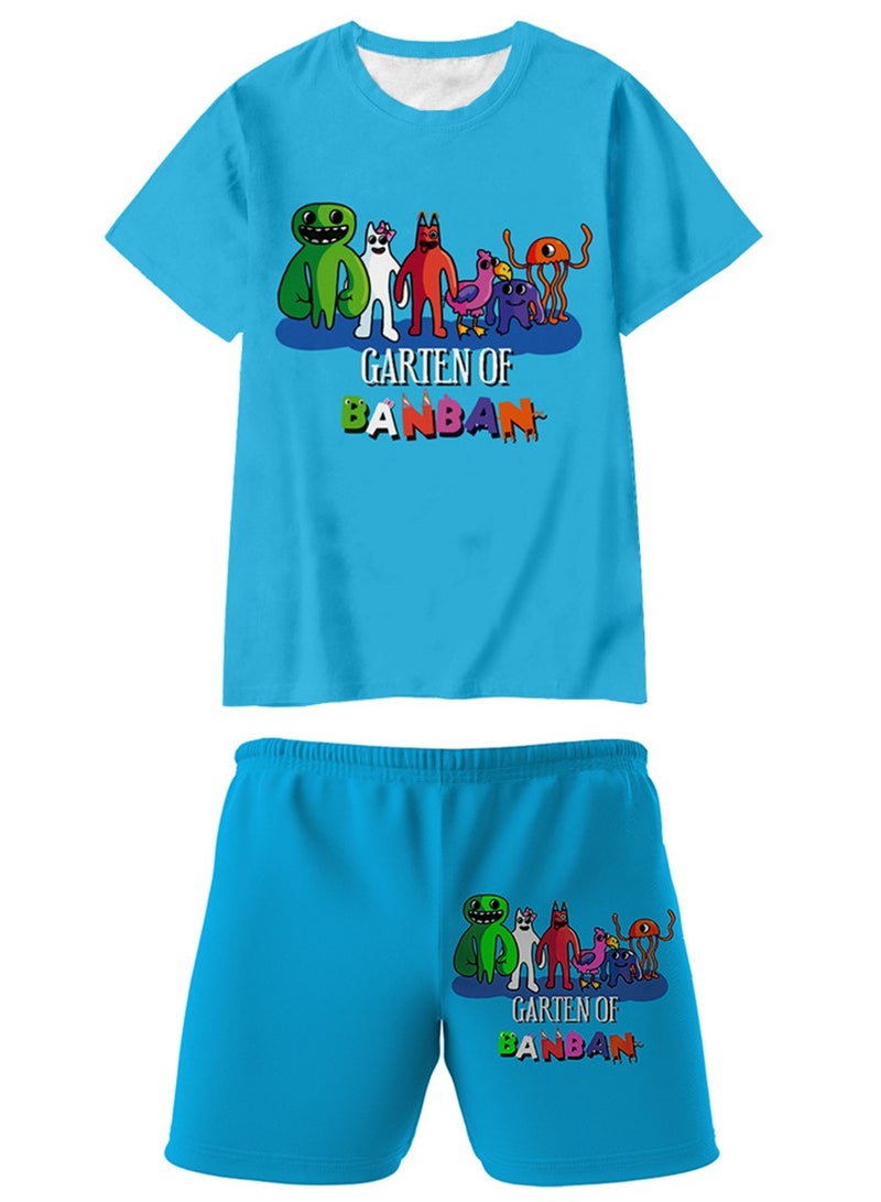 Cartoon class's garden 3D digital printing personalized breathable T-shirt shorts set