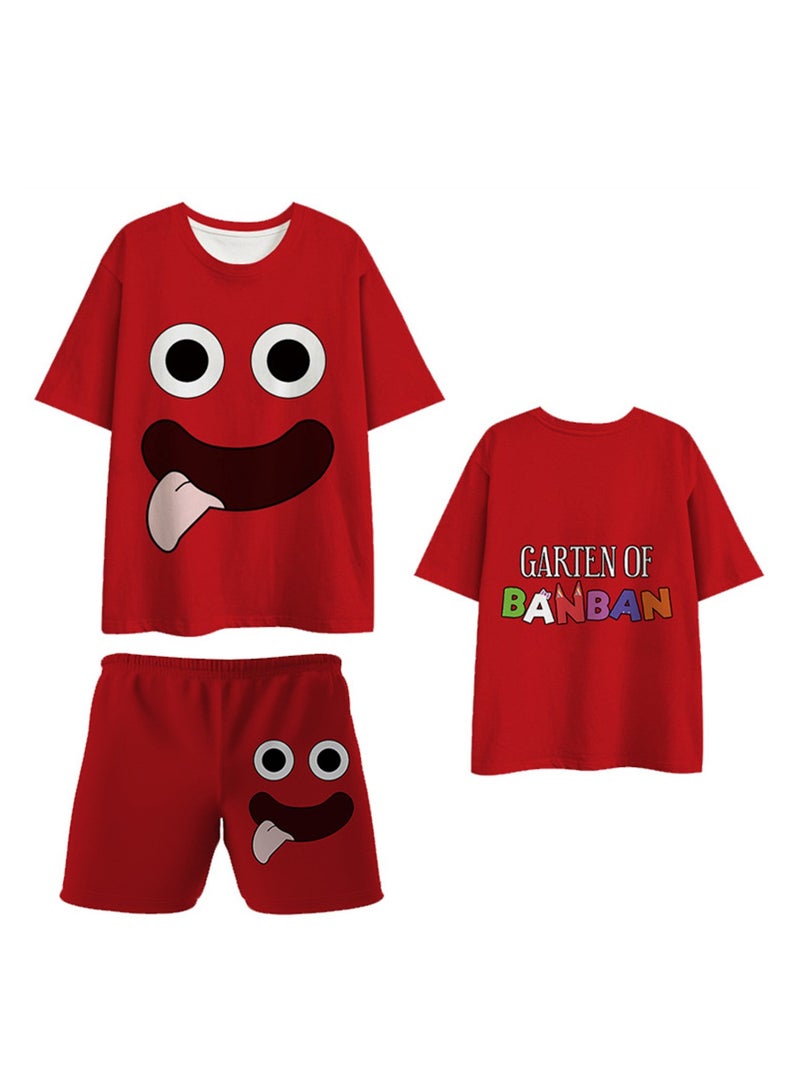 Cartoon class's garden 3D digital printing personalized breathable T-shirt shorts set