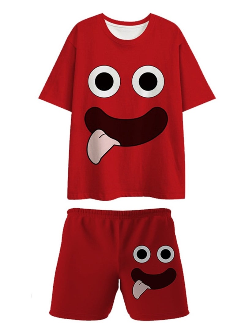 Cartoon class's garden 3D digital printing personalized breathable T-shirt shorts set