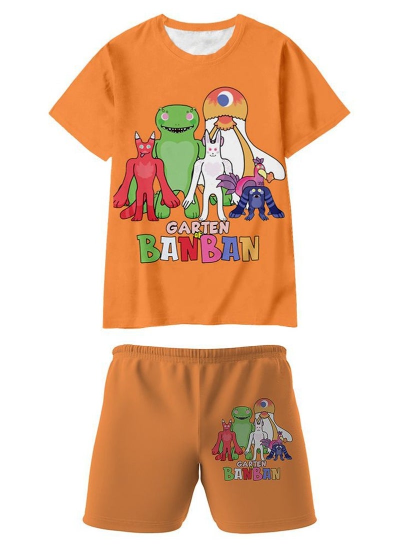 Cartoon class's garden 3D digital printing personalized breathable T-shirt shorts set