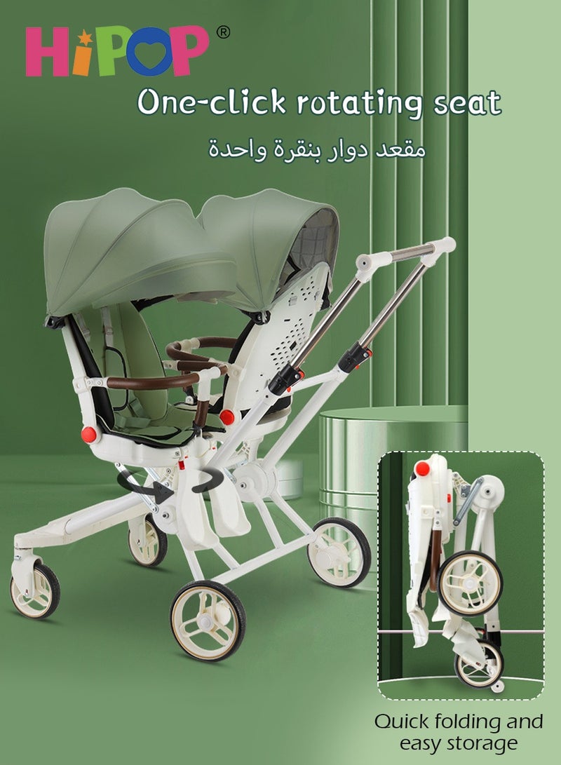 Double Stroller for Baby and Child,Rotating Seat,Sturdy and Easy Folding Design,Twin Stroller with Footboard,Awning