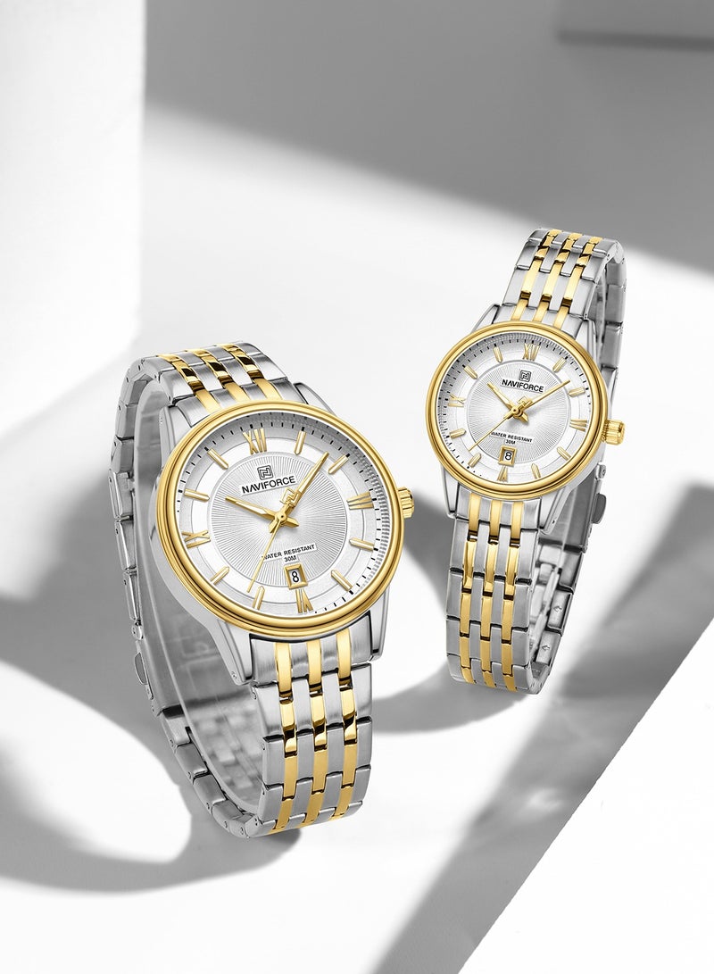 Stainless Steel Elegant Design Casual Quartz Couple Wrist Watch For Men & Women NF8040 S/G/W