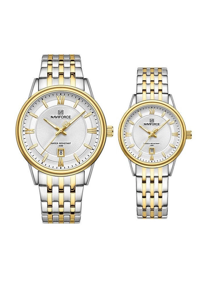 Stainless Steel Elegant Design Casual Quartz Couple Wrist Watch For Men & Women NF8040 S/G/W