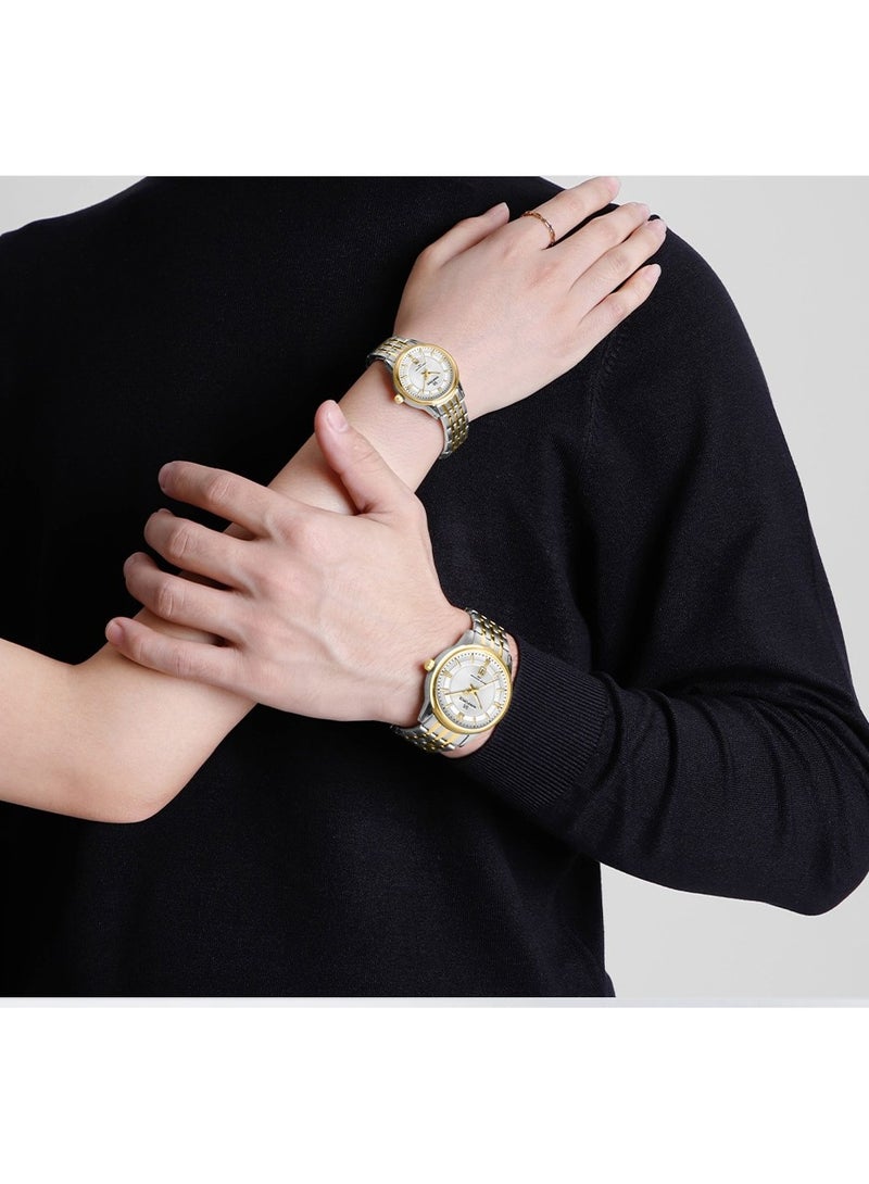 Stainless Steel Elegant Design Casual Quartz Couple Wrist Watch For Men & Women NF8040 S/G/W