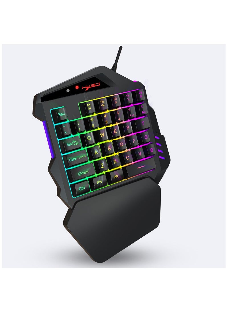 V500 35 Keys Colorful Mixed Light Gaming One-handed Keyboard