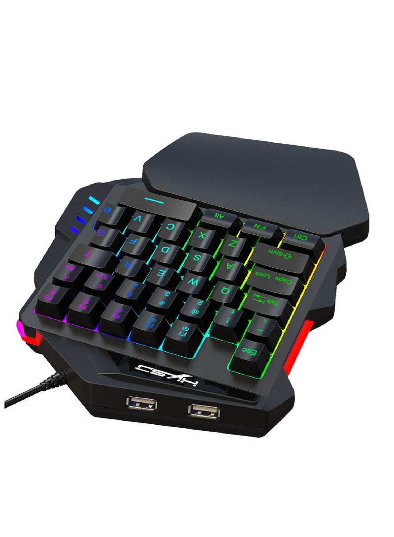 V500 35 Keys Colorful Mixed Light Gaming One-handed Keyboard