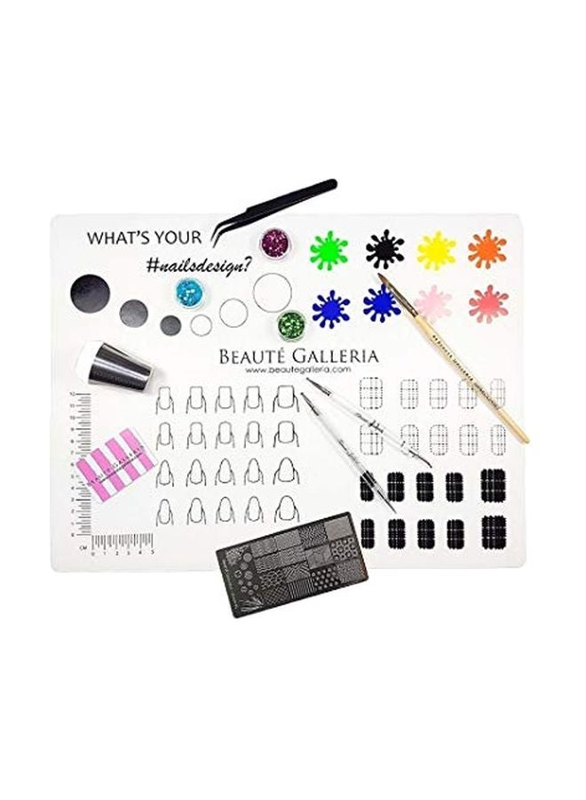 Nail Art Stamping Mat Blue/Pink/White