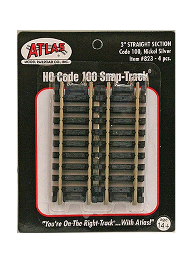 4-Piece HO Code 100 Nickel Silver Straight Snap-Track 823