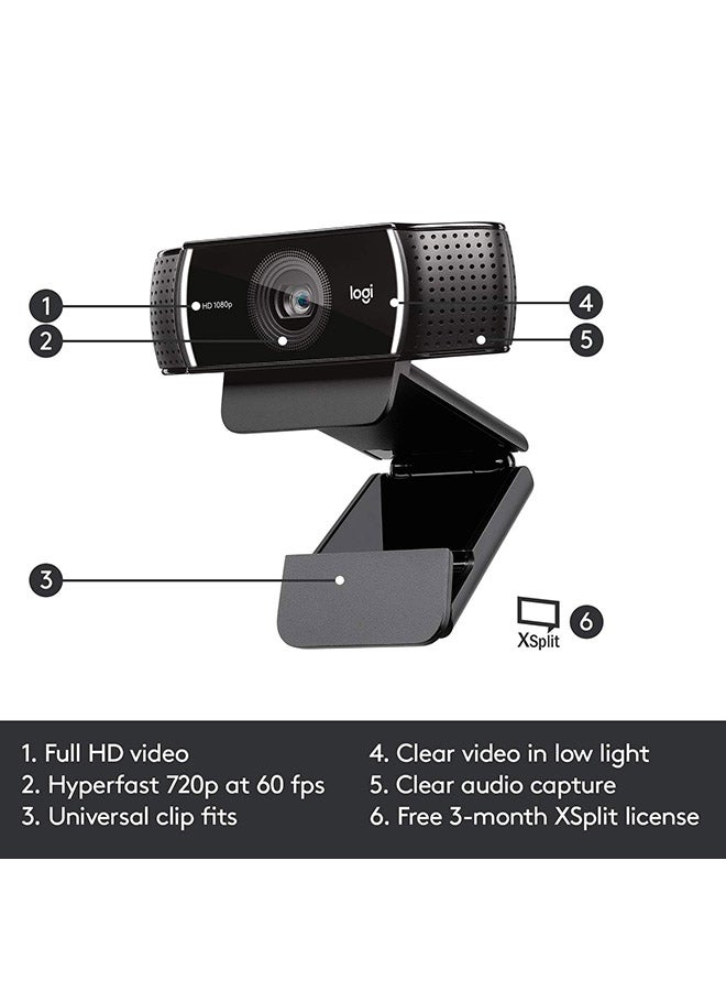 C922 Pro Stream Webcam Black