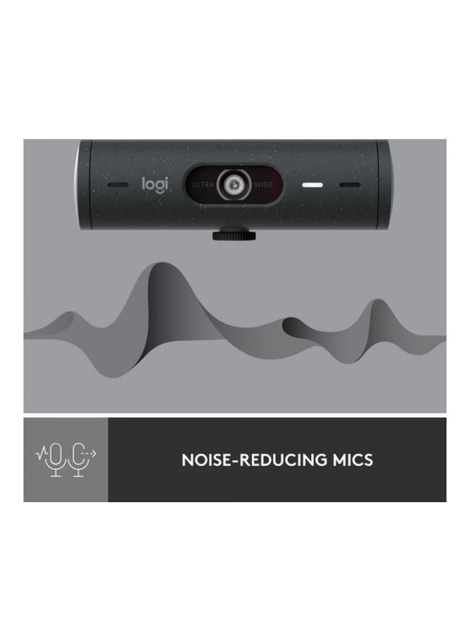 Brio 500 Full HD Webcam with Auto Light Correction, Auto-Framing, Show Mode, Dual Noise Reduction Mics, Webcam Privacy Cover, Works with Microsoft Teams, Google Meet Graphite