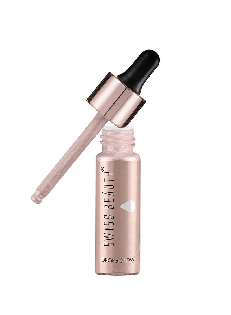 Drop & Glow Liquid Highlighter For Face Makeup Illuminating Liquid Highlighter With Dewy Finish Shade Light Pink 18Ml|