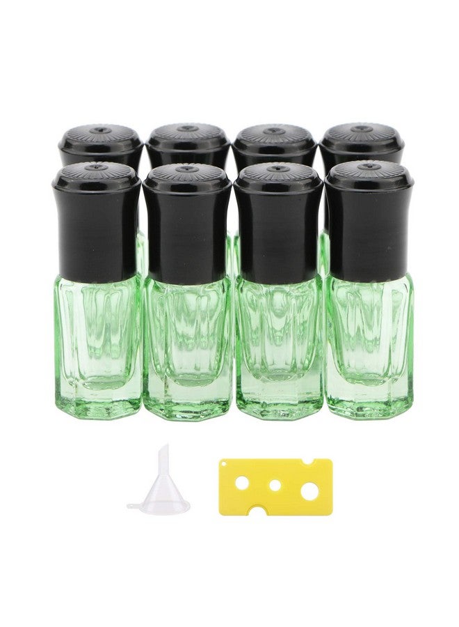 Essential Oil Roller Bottles 8Pcs 3Ml Rollon Bottles With Opener Funnel Mini Glass Massage Roller Bottles Roll On Vials For Perfume Lip Balms Aromatherapy Light Green