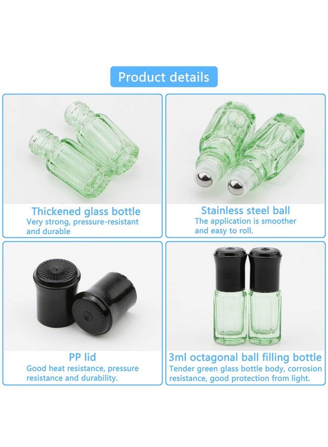 Essential Oil Roller Bottles 8Pcs 3Ml Rollon Bottles With Opener Funnel Mini Glass Massage Roller Bottles Roll On Vials For Perfume Lip Balms Aromatherapy Light Green