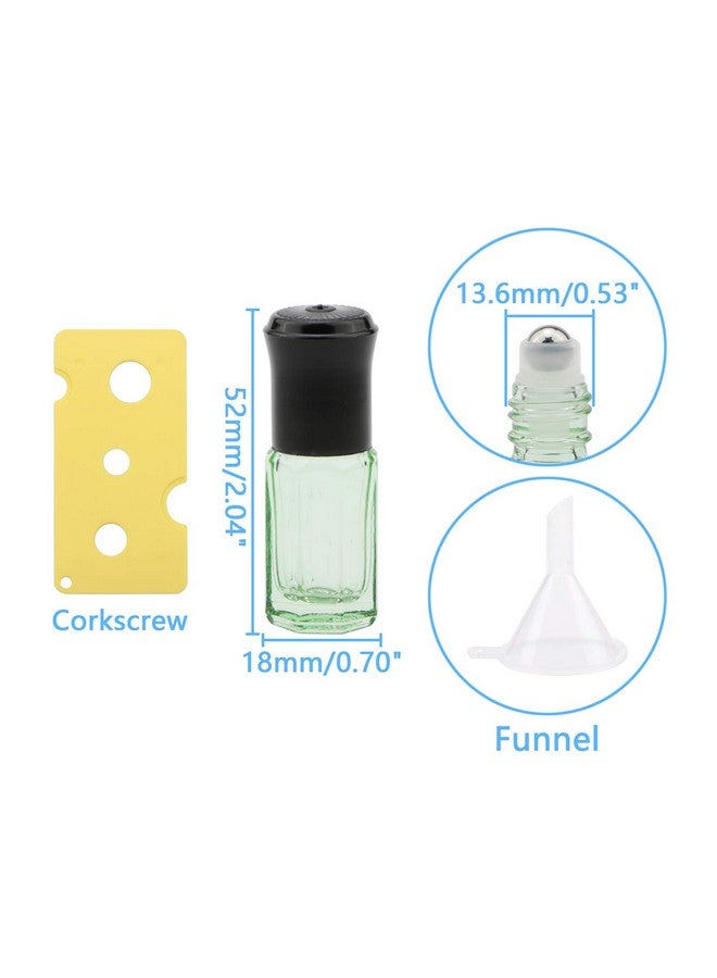 Essential Oil Roller Bottles 8Pcs 3Ml Rollon Bottles With Opener Funnel Mini Glass Massage Roller Bottles Roll On Vials For Perfume Lip Balms Aromatherapy Light Green