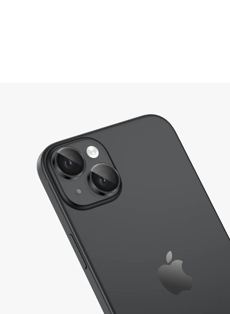 iPhone 15 & iPhone 15 Plus Camera Lens Protector 9H Tempered Glass Camera Cover Screen Protector with HD Clear & Metal Individual Ring design for iPhone 15 6.1 & iPhone 15 Plus 6.7