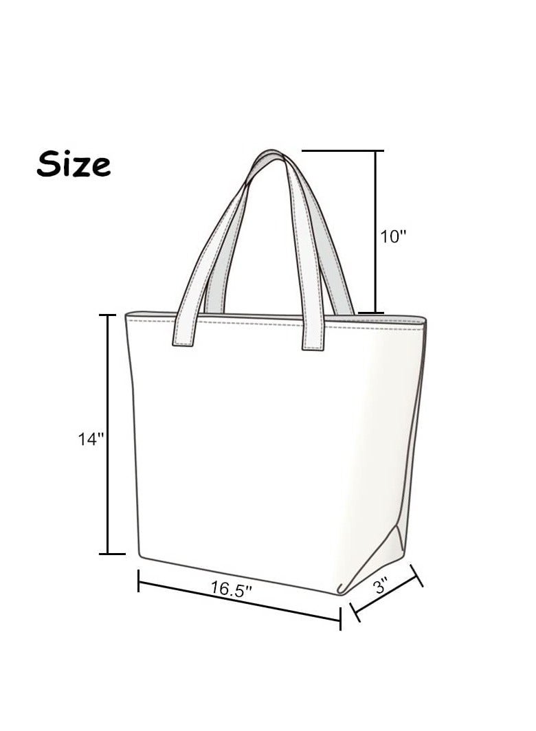 Cat Canvas Tote Bag, Large Cute Tote Bag for Women with Zip, Cotton Reusable Shopping Bag with Pocket, Shopper Bag Cat Lovers Gift