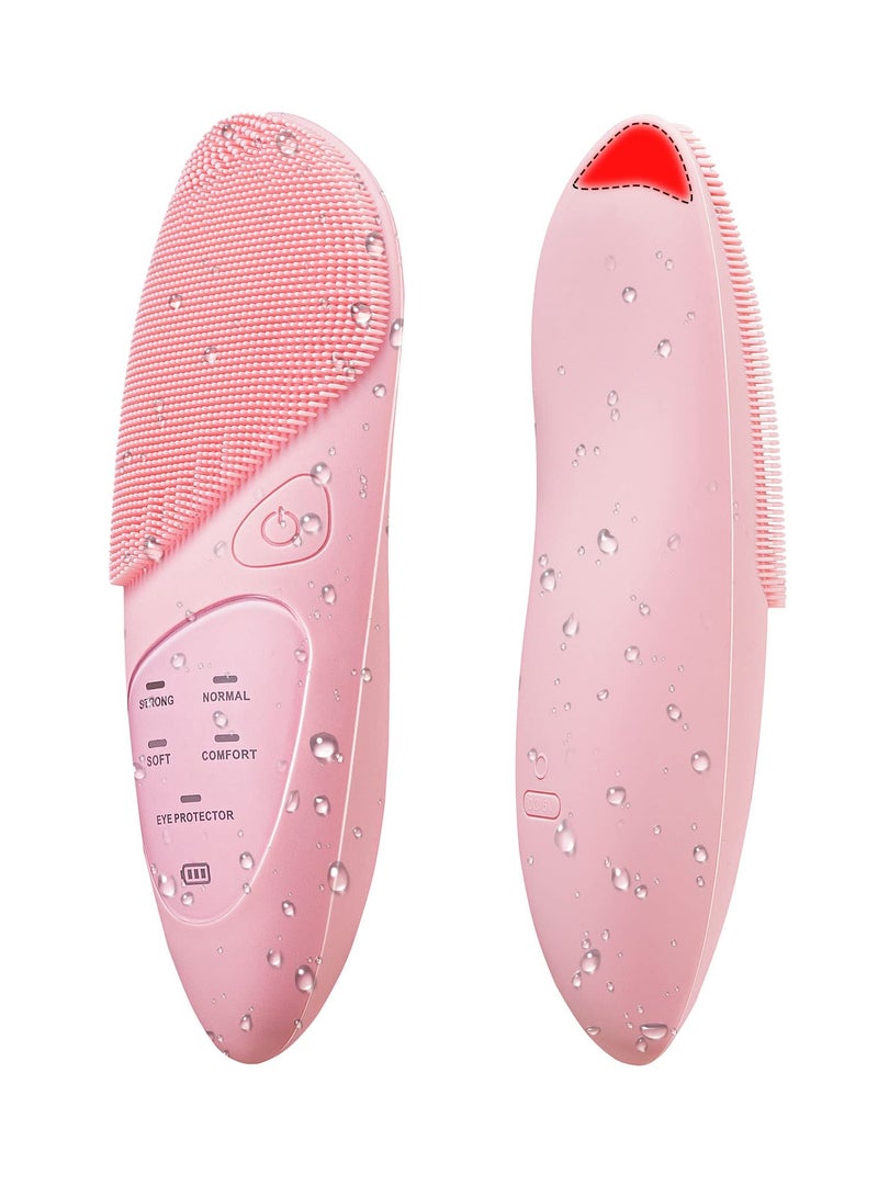 Facial Cleansing Brush, Portable Rechargeable Waterproof Electric Silicone Sonic Face Cleaner Brush for Deep Cleaning Exfoliating