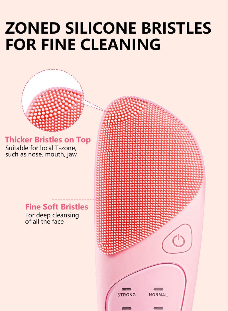 Facial Cleansing Brush, Portable Rechargeable Waterproof Electric Silicone Sonic Face Cleaner Brush for Deep Cleaning Exfoliating