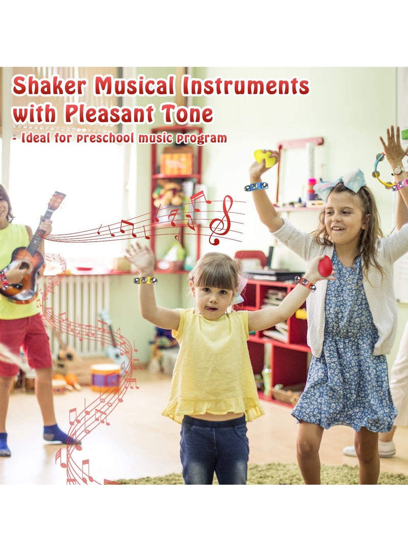 Hand Bells, Wrist Bands Jingle Bells and Egg Shakers, Noise Makers Jingle Bells Musical Instruments for Kids, Band, Party Favors, 12PCS