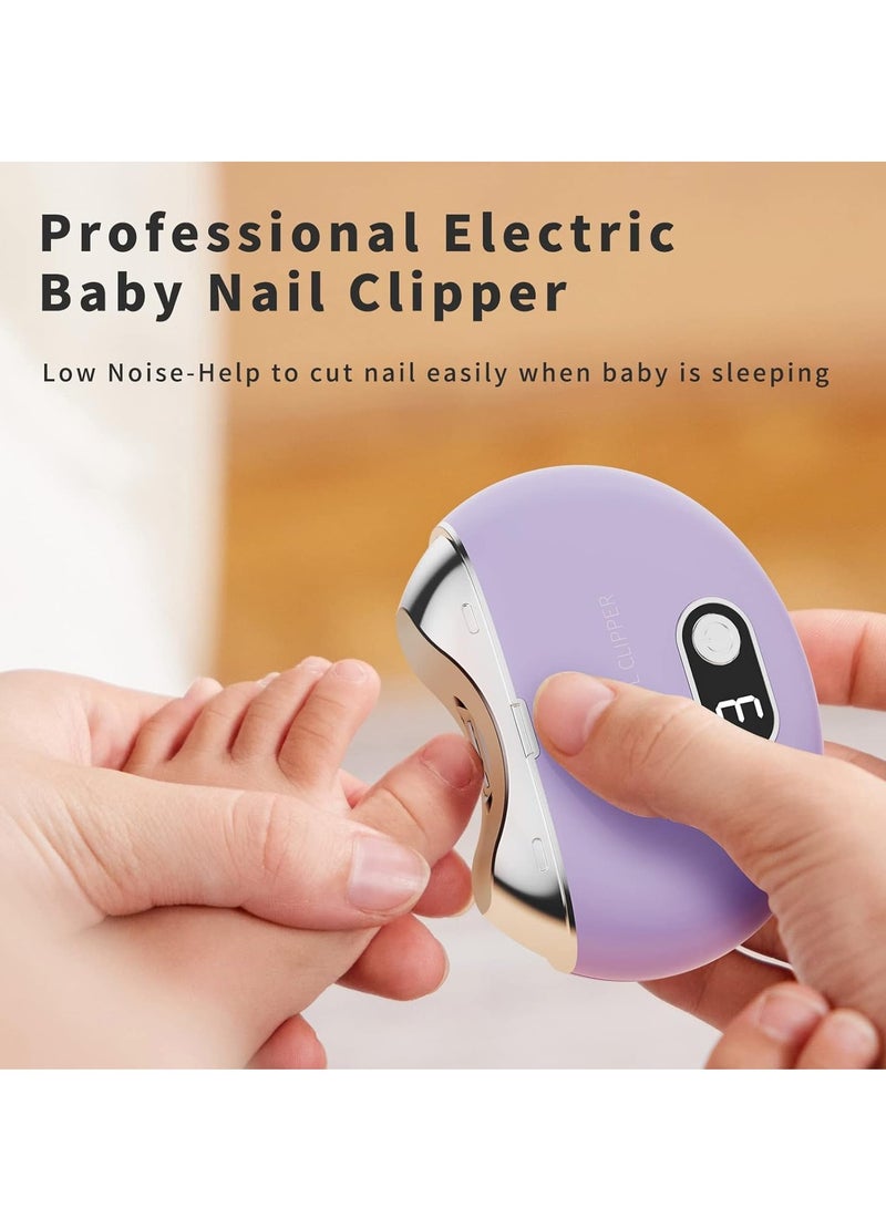 Automatic Nail Clipper, Electric Nail Clippers Automatic Safety Fingernail Cutter and Filer Rechargeable Nail Trimmer Nail Scissors Gift for for Adults Seniors Infant Baby Kids Men Women (Purple)