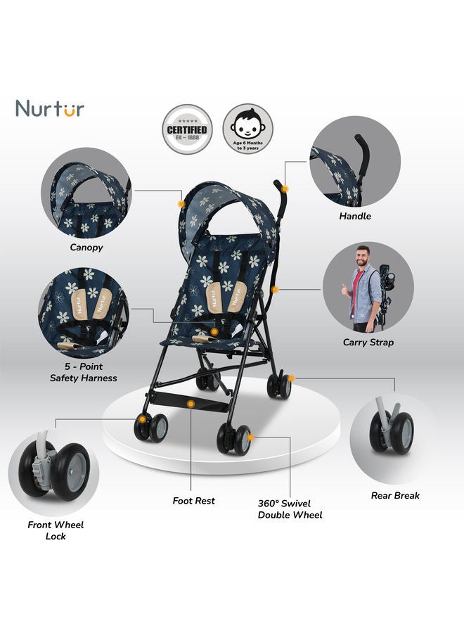 Rex Buggy Stroller Multicolor Lightweight Stroller With Compact Fold Canopy Shoulder Strap 6 To 36 Months