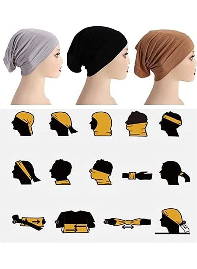 6-Piece Women Under Scarf Hat Cap Bone Bonnet Hijab Islamic Muslim