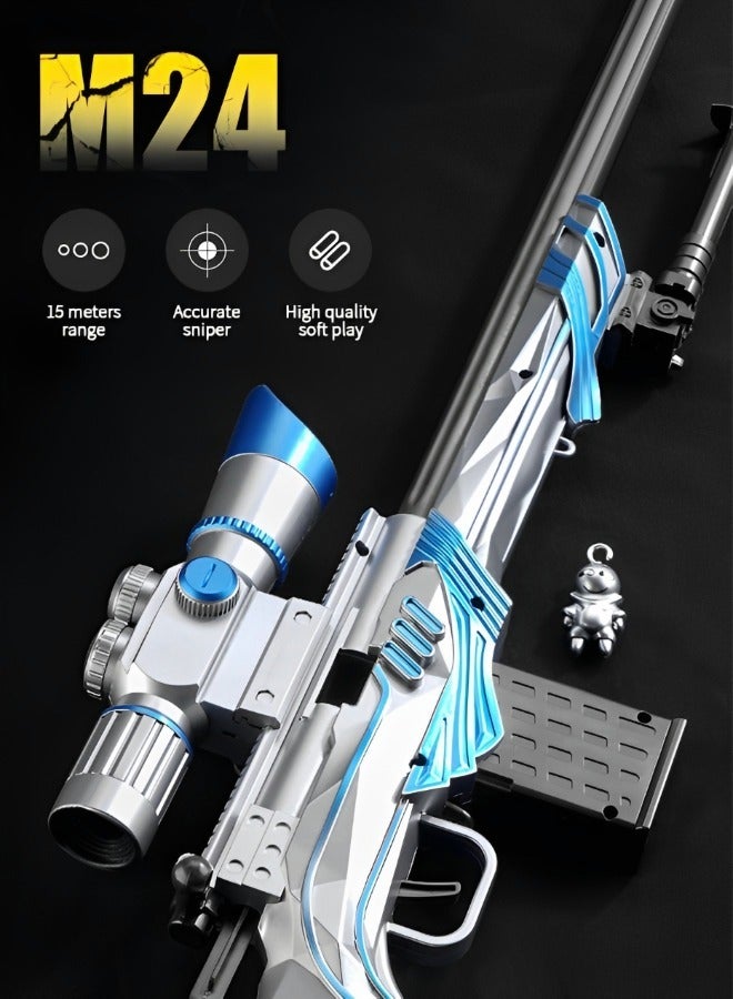 Toy Gun for Sniper Rifle, M24 Shell Throwing Soft Bullet Gun with 8x Mirror, Soft Bullet, DIY Sniper Gun, Manual Soft Bullet Children's Toy Gun, Outdoor Games Toys