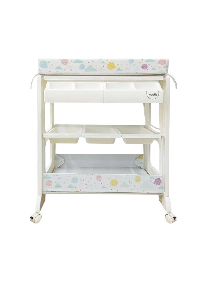 Portable Diaper Changing Table Mat-Table Dresser Wheels Multi-Function Nursery Organizer For Newborn - Flying Rabbits