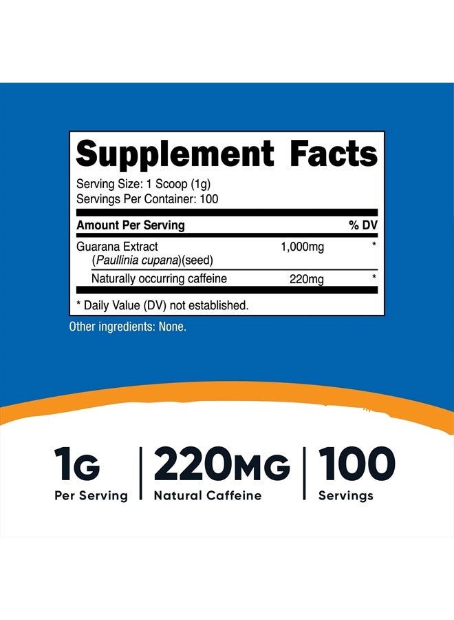 Guarana Powder, Natural Caffeine 220mg - 3.5 Oz