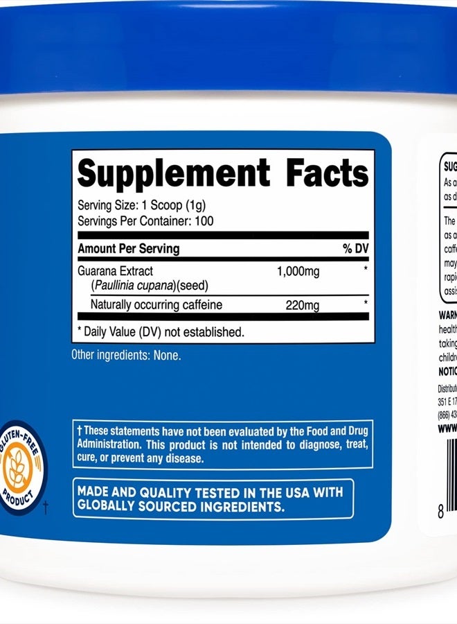 Guarana Powder, Natural Caffeine 220mg - 3.5 Oz