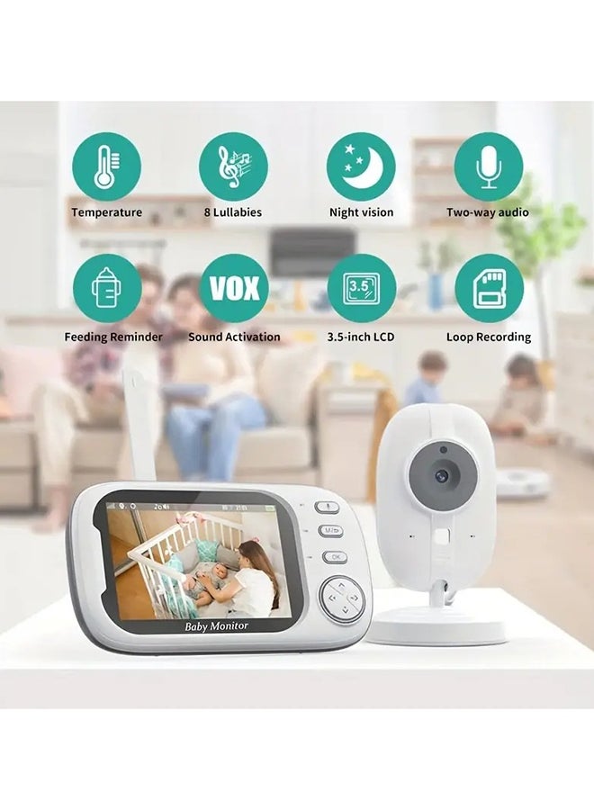 Baby Monitor With 720P Camera, 3.5 Inch LCD Screen, Wireless 900ft Transmission Video Monitor Range, Auto Night Vision