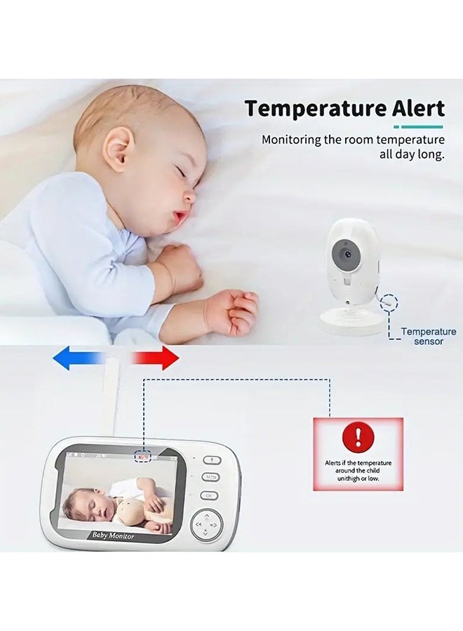 Baby Monitor With 720P Camera, 3.5 Inch LCD Screen, Wireless 900ft Transmission Video Monitor Range, Auto Night Vision