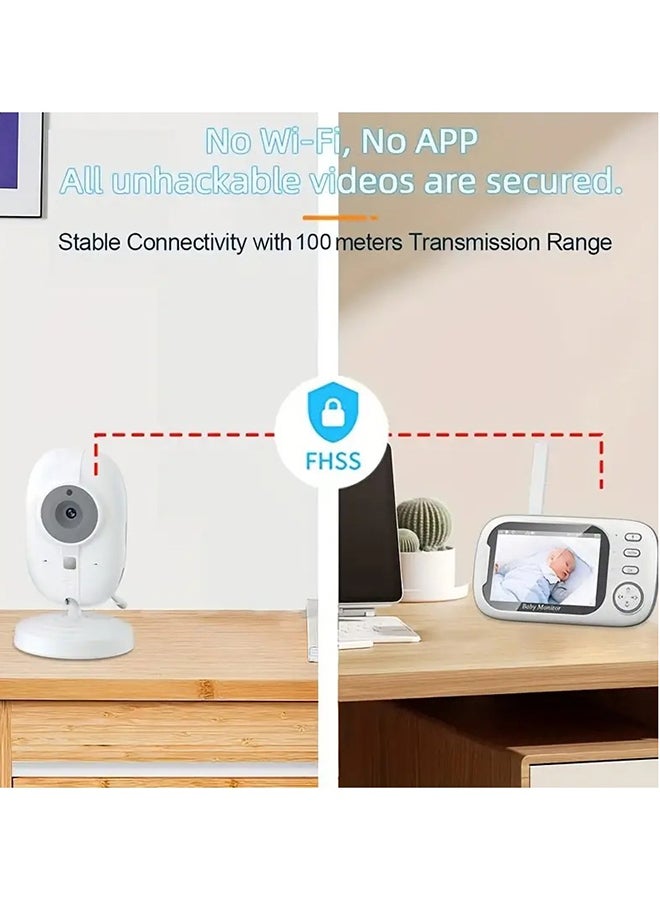 Baby Monitor With 720P Camera, 3.5 Inch LCD Screen, Wireless 900ft Transmission Video Monitor Range, Auto Night Vision