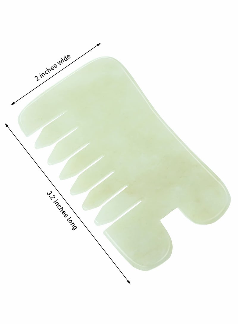 Jade Massage Comb Guasha Comb Guasha Scraping Scalp Comb Jade Gua Sha Scraping Massage Tool Multifunctional Handheld Head and Meridians Massage Tools for Head Caring Relax 2 Pcs