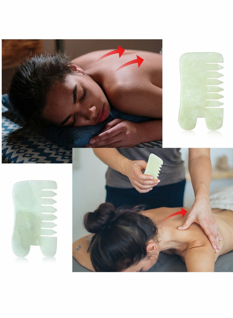 Jade Massage Comb Guasha Comb Guasha Scraping Scalp Comb Jade Gua Sha Scraping Massage Tool Multifunctional Handheld Head and Meridians Massage Tools for Head Caring Relax 2 Pcs