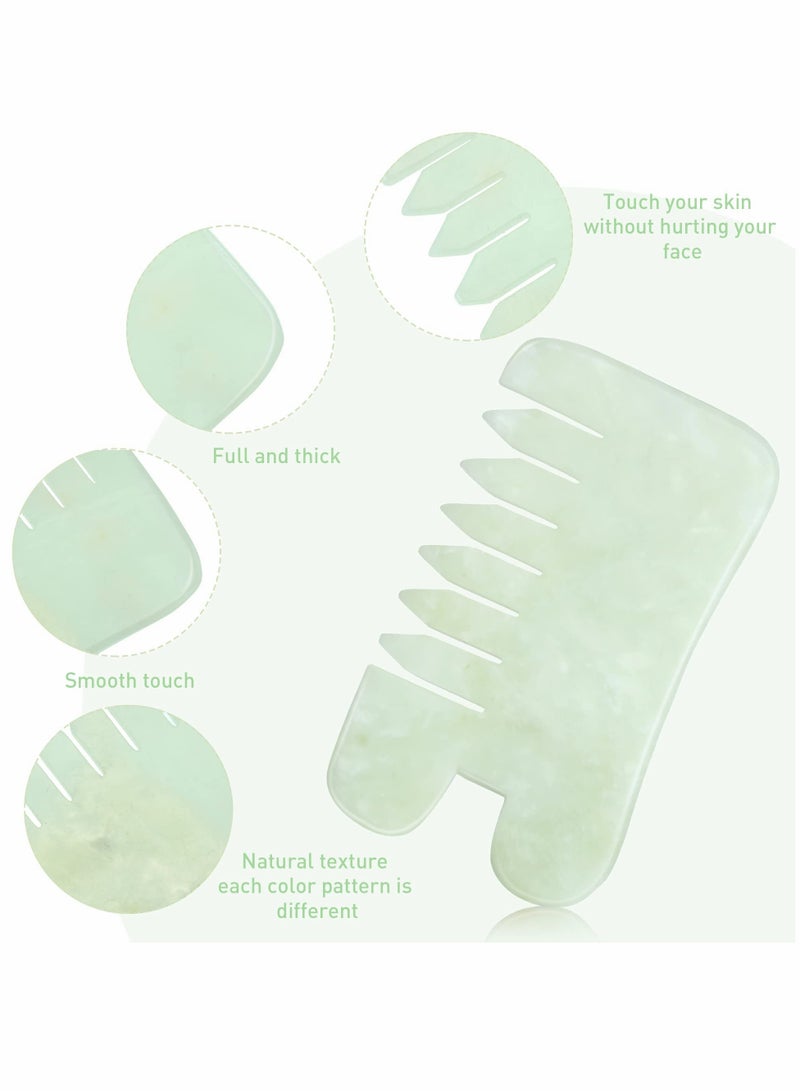 Jade Massage Comb Guasha Comb Guasha Scraping Scalp Comb Jade Gua Sha Scraping Massage Tool Multifunctional Handheld Head and Meridians Massage Tools for Head Caring Relax 2 Pcs