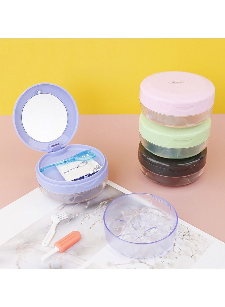 Denture Case SYOSI Leak Proof Denture Bath Case Cup Kit for Women  Men with Mirror Strainer Removal Tool and Denture Brush for Travel Cleaning Denture Holder Box Bath Soaking Container