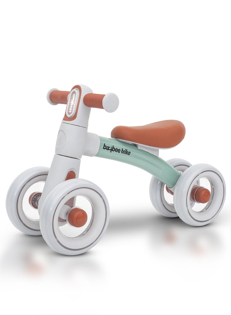 Kids Balance Bike Tricycles for Kids, 4 Wheels Toddlers Bike Ride on Toy with Widened EVA Wheels & Led Light Indoor Outdoor Play Baby Balance Cycle for Kids 12 to 24 Months Boys Girls Green