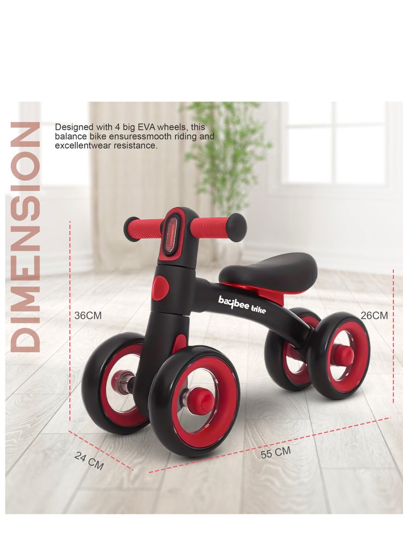 Kids Balance Bike Tricycles for Kids, 4 Wheels Toddlers Bike Ride on Toy with Widened EVA Wheels & Led Light Indoor Outdoor Play Baby Balance Cycle for Kids 12 to 24 Months Boys Girls Black