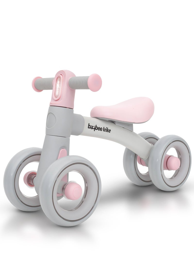 Kids Balance Bike Tricycles for Kids, 4 Wheels Toddlers Bike Ride on Toy with Widened EVA Wheels & Led Light Indoor Outdoor Play Baby Balance Cycle for Kids 12 to 24 Months Boys Girls Pink