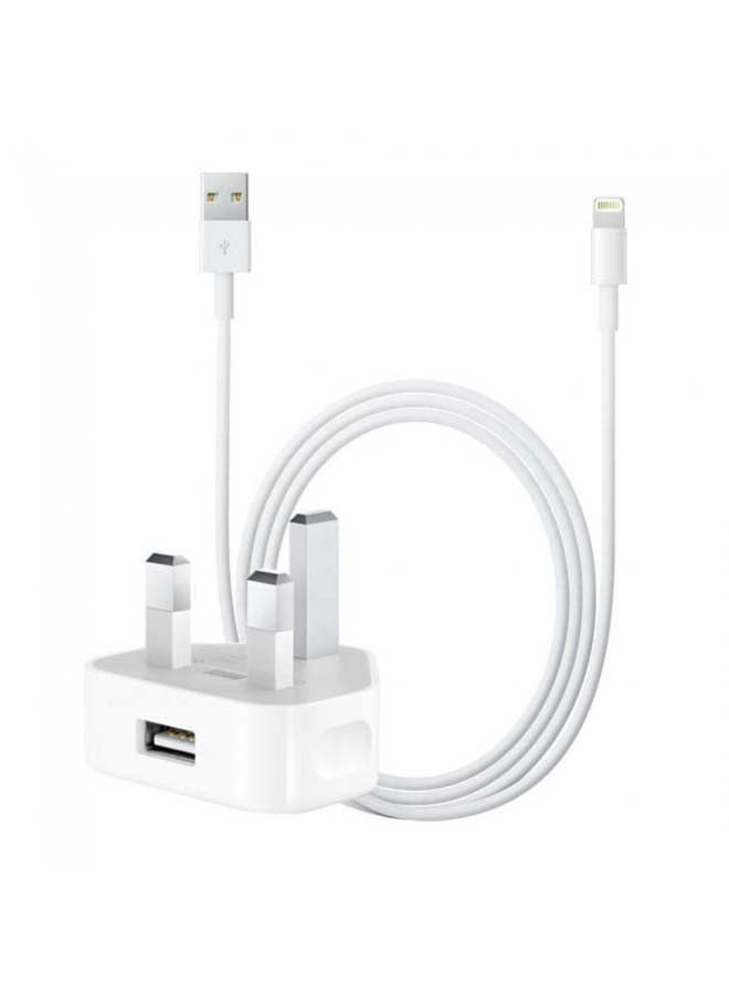 2 in 1 Pack of Apple 5W USB Power Adapter and Lightning USB Cable 1m white