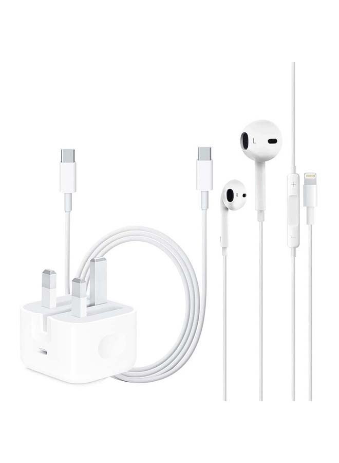 3-Pack 20W USB-C Power Adapter, EarPods with Lightning Connector and USB-C  Cable 1m white