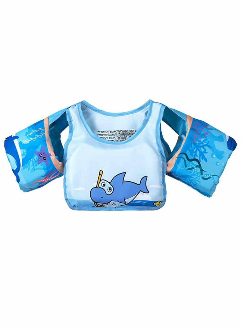 Swim Vest Kids, For 30-55 Pounds Boys and Girls, Toddler Floats with Shoulder Harness Arm Wings Children Safety Buoyancy Vest Baby Arm Foam Drifting Floating Swimming Aid