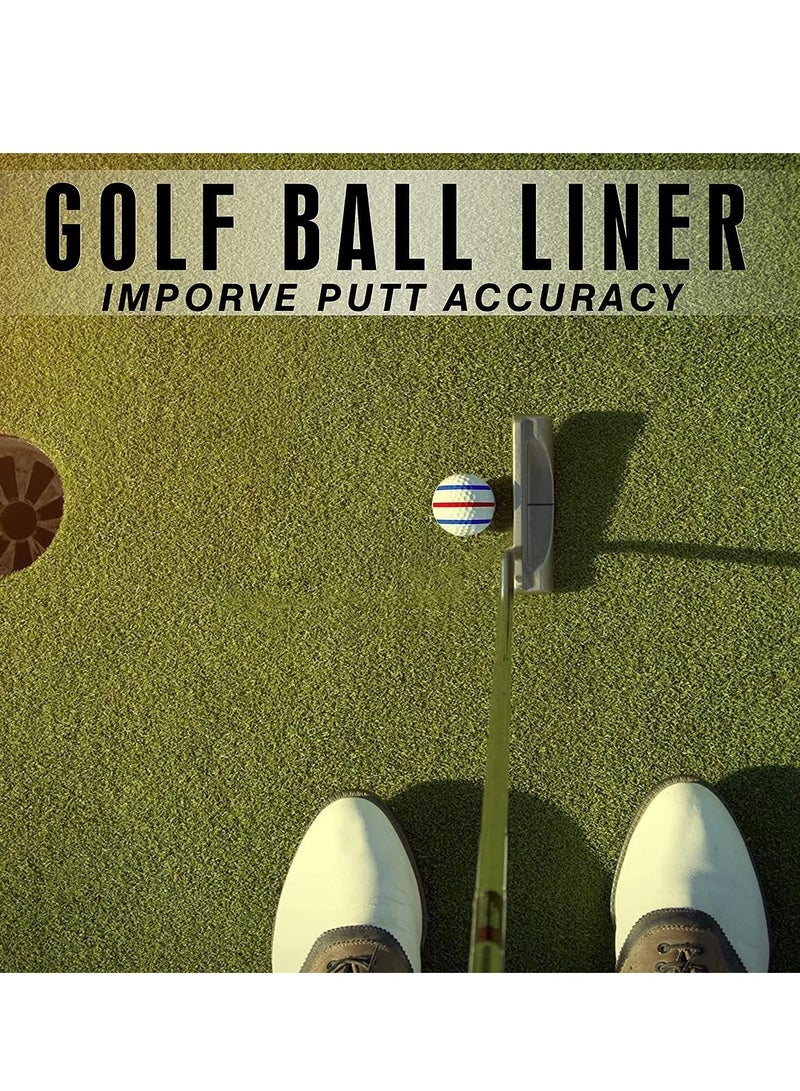 8 Pcs Precision Golf Ball Marker Including 4 Golf Ball Marking Stencils and 4 Colors Golf Ball Markers, Golf Ball Line Marking Tool Kit, Alignment Identification Tool  Red  Blue Black  Green Pen